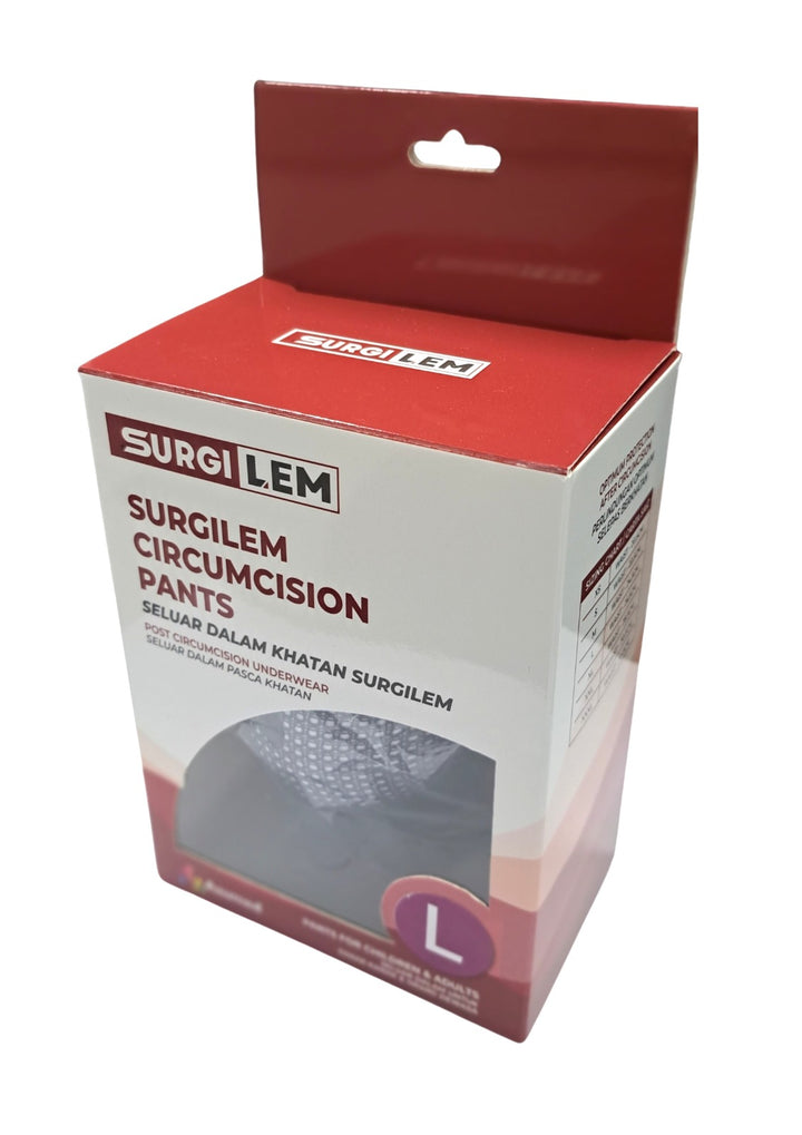A box of Surgilem Circumcision Pants for post-circumcision care and healing, manufactured by beehive2u.