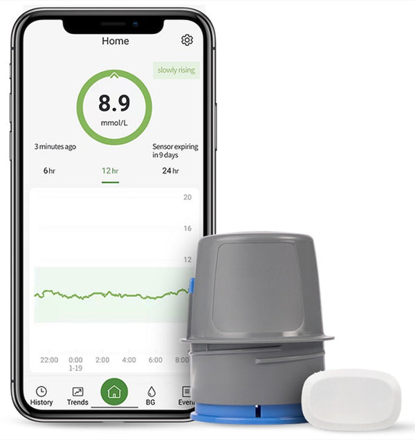 A Aidex Continuous Glucose Monitoring device with AI on the screen. Brand: beehive2u.